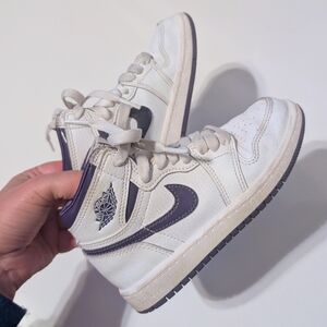Nike Air Jordan Kids Sneakers - White and Purple Size 11